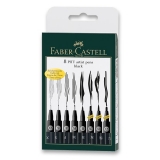 Popisovač Faber-Castell Pitt Artist Pen - 8 ks, XS, S, F, M, B, C, SC, 1,5 mm, č