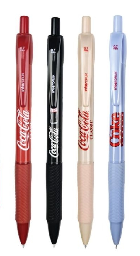 Propiska Coca-Cola 0,7 mm, modrá náplň - červená