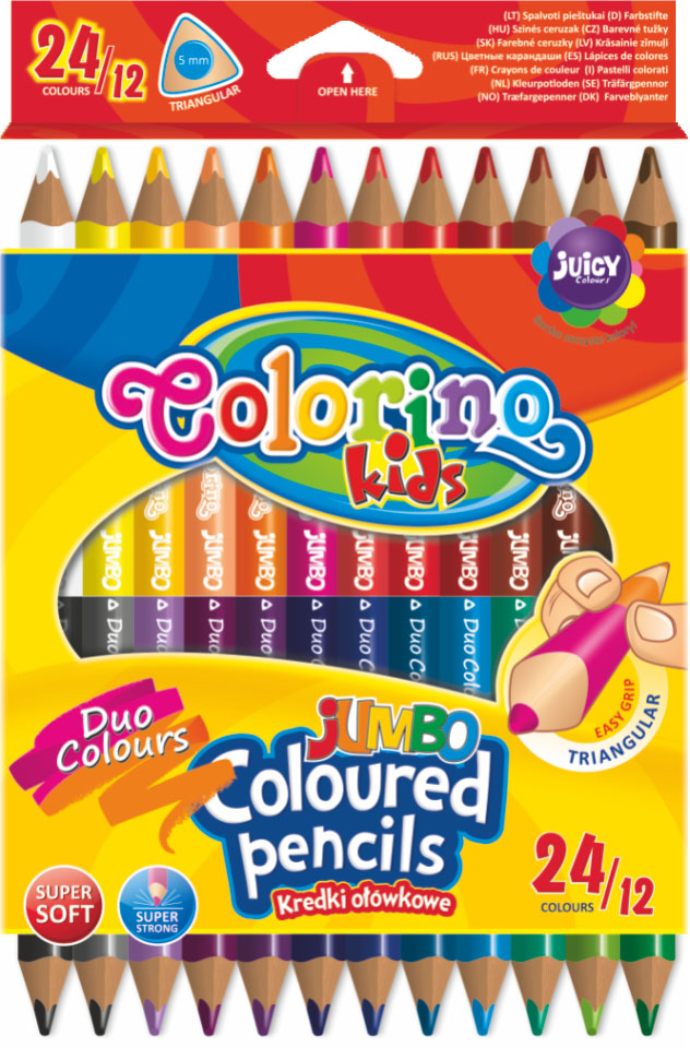 Pastelky trojhranné oboustranné JUMBO 24 barev