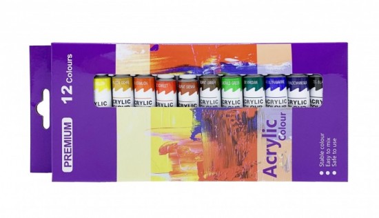 Akrylové barvy 12 barev 12 ml