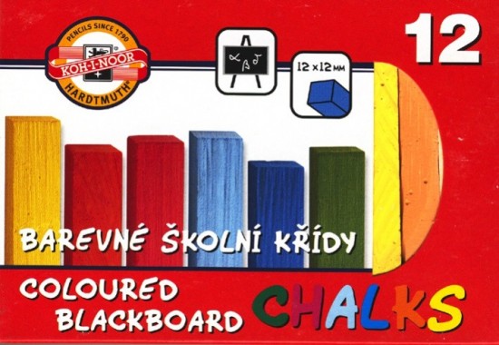 Křídy školní barevné 12 ks
