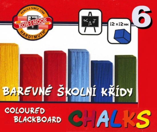 Křídy školní barevné 6 ks