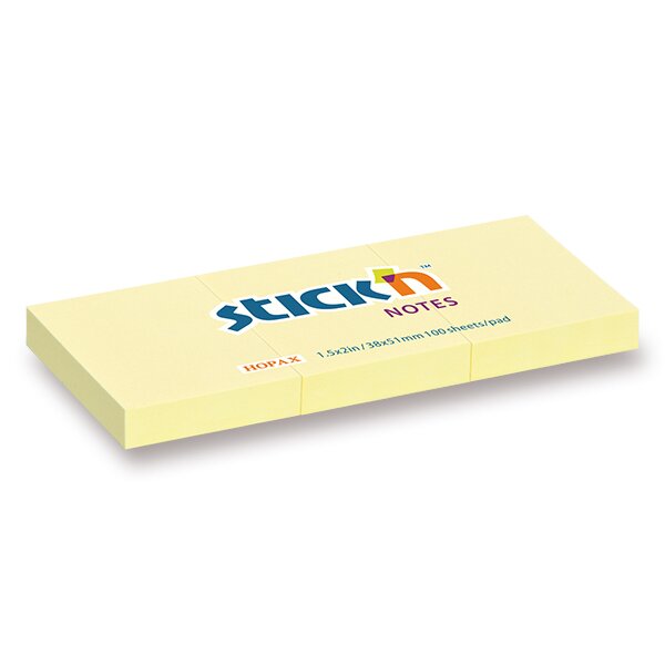 SAMOLEPICÍ BLOČEK HOPAX STICK’N NOTES - 38 X 51 MM, 100 LISTŮ, 3 KS