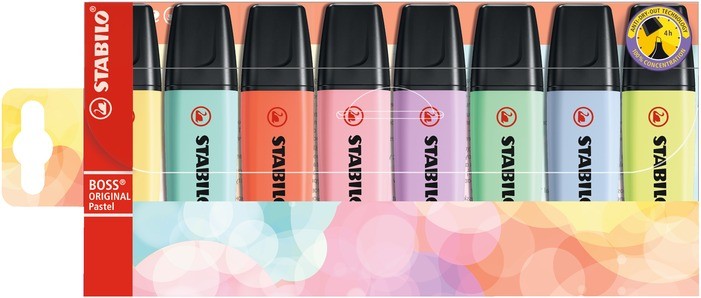 Zvýrazňovač - STABILO BOSS ORIGINAL Pastel - 8 ks