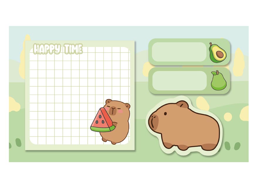 Samolepicí bloček capybara set meloun