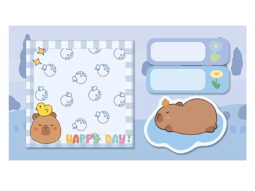 Samolepicí bloček capybara set modrá