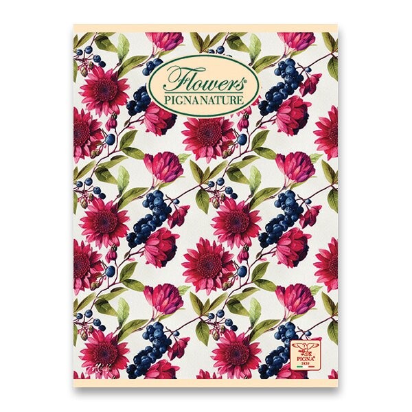 Sešit Pigna Nature Flowers - A4, čistý, 40 listů Red