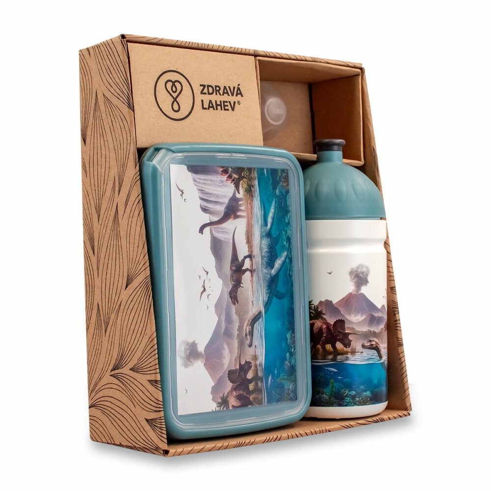 Set Zdravá lahev 0,5 l a Zdravá sváča - dinosauří svět