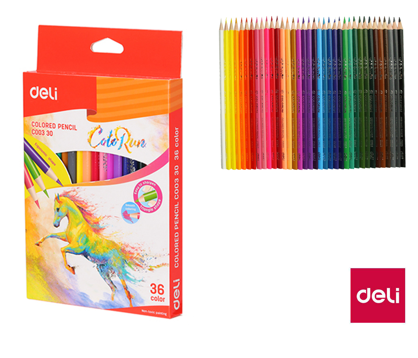 Pastelky DELI trojhranné ColoRun 36 barev
