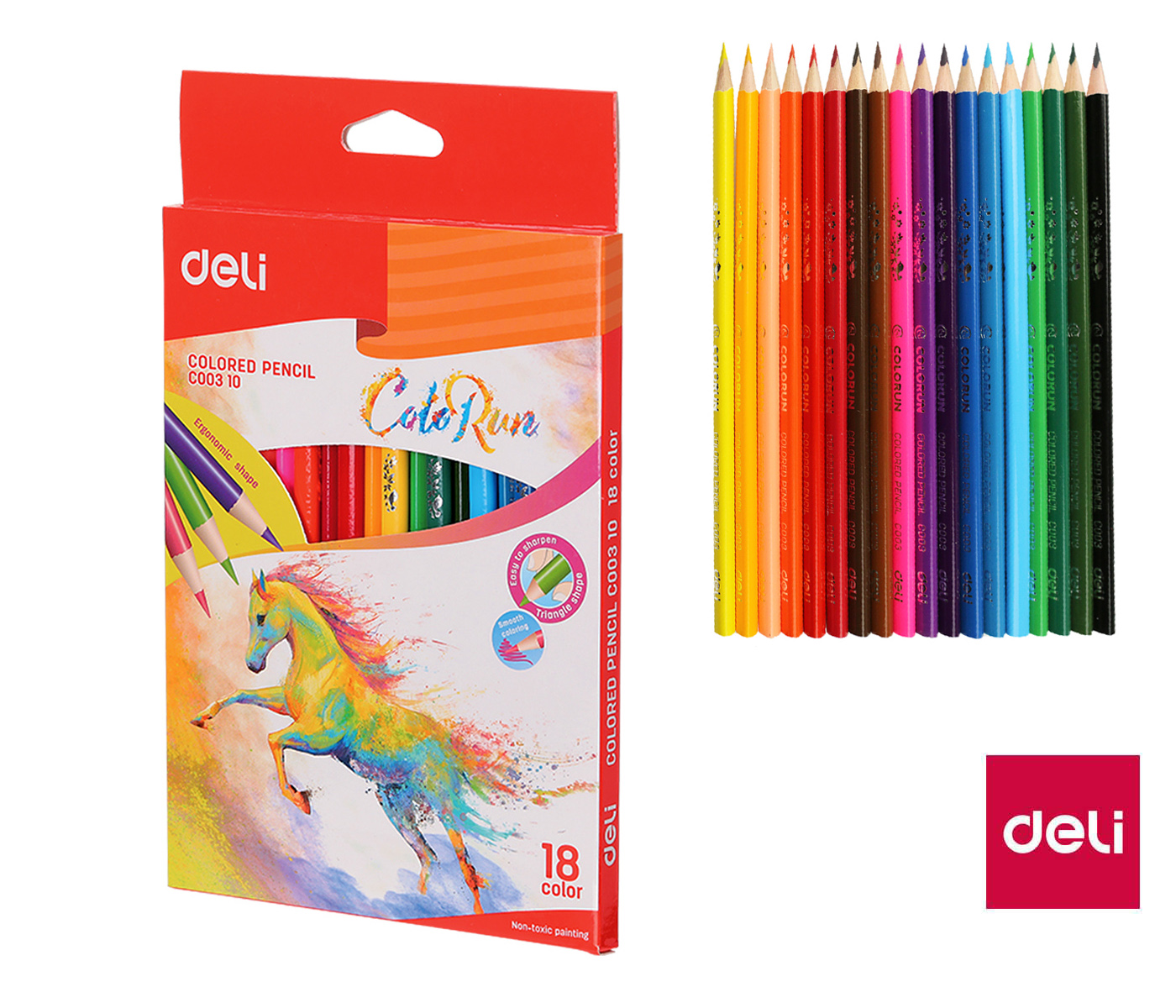 Pastelky DELI trojhranné ColoRun 18 barev