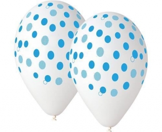 Balonky průhledné, modrý puntík 12"