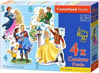 Puzzle 4 v 1 - Zamilované princezny 4, 5, 6 a 7 dílků