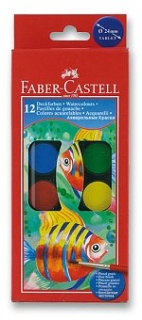 Vodové barvy Faber-Castell 12 barev, pr. 24 mm
