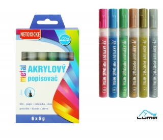 Popisovač akrylový METAL sada LUMA 6 barev