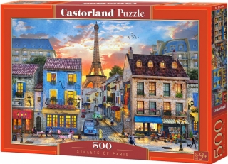 Puzzle 500 dílků - Ulička v Paříži - Pohled na Eiffelku