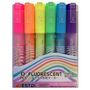 Akrylové popisovače fluorescenční 6 barev, 1 mm