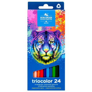Trojhranné pastelky Triocolor - tenké - 24 barev - tygr - 3132/24