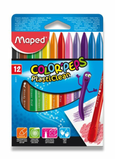 PLASTOVÉ PASTELY MAPED COLOR'PEPS PLASTICLEAN - 12 BAREV, TROJHRANNÉ