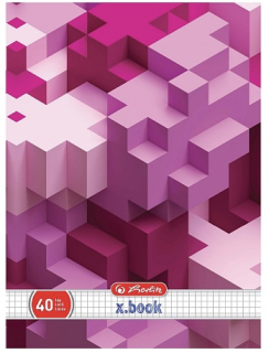 Sešit 445 A4, 40 listů, čtverečkovaný tetris růžový